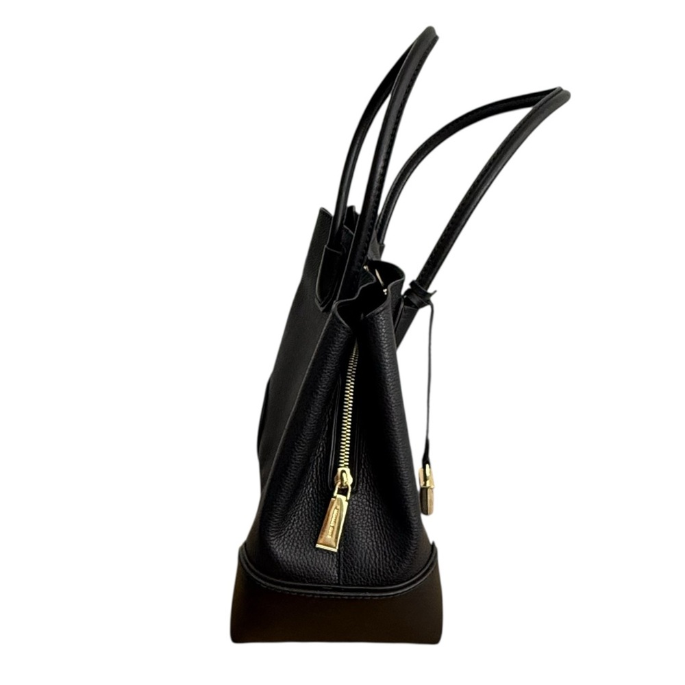 Michael Kors Mercer Gallery Medium Faux Pebble Leather Center Zip Tote Bag Black - Picture 5 of 16